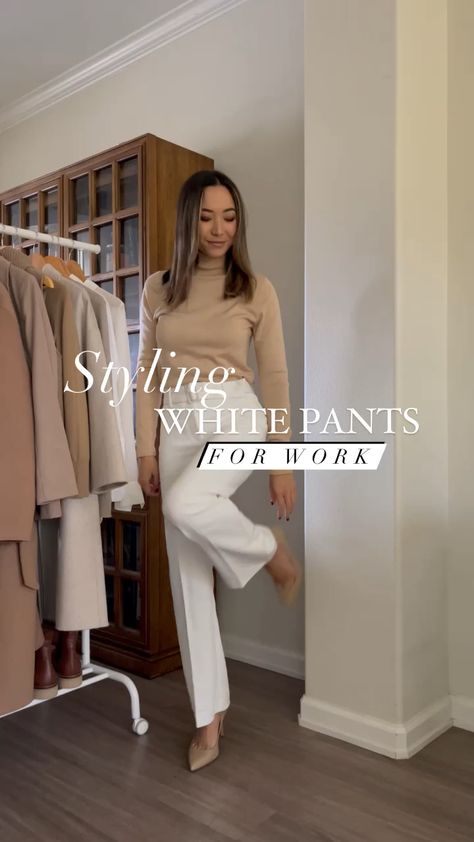 White Slacks Outfit Classy, White Pants Outfit Winter, Navy Blue Pants Outfit, Pants For Winter, Blue Pants Outfit, White Pants Winter, Slacks Outfit, Smart Casual Work Outfit Women, Winter Workwear