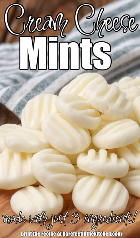 Cream Cheese Mints Homemade Mints, Cream Cheese Mint, Cream Cheese Mints Recipe, Wedding Mints, Holiday Candy Recipes, Cream Cheese Mints, Butter Mints, Tummy Yummy, Make Cream Cheese