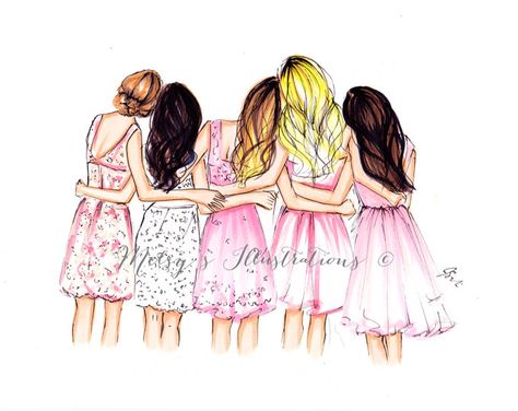 Browse unique items from Melsys on Etsy, a global marketplace of handmade, vintage and creative goods. Friends Forever Pictures, 5 Best Friends, Friends Sketch, 5 Friends, Girls Back, Best Friend Drawings, Bff Drawings, Girl Drawing Sketches