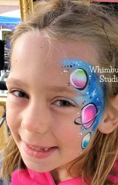 Space Face Paint Easy, Rocket Ship Face Paint, Space Face Painting, Galaxy Face Paint, Face Painting Space Theme, Sky Face Paint, Face Painting For Boys, Face Paints, Face Painting Easy