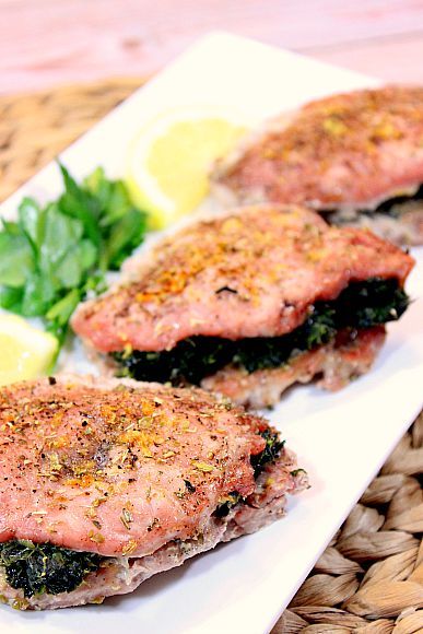 Greek Spinach with Feta Stuffed Pork Chops Greek Festival, Greek Spinach, Stuffed Pork Chops, Healthy Meat Recipes, Stuffed Pork, Pellet Grill Recipes, Potato Recipes Side Dishes, Simple Meals, Greek Flavors