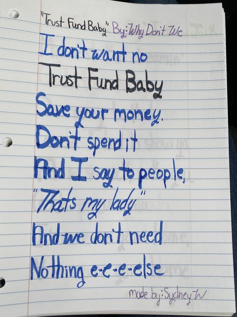 I did a fan art of Trust Fund Baby by Why Don’t We Trust Fund Baby, Saving For Baby, I Am Different, Trust Fund, Save Your Money, I School, A Fan, Fan Art, Fan