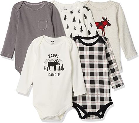 Amazon.com: Hudson Baby Unisex Baby Cotton Long-Sleeve Bodysuits: Clothing, Shoes & Jewelry Baby Vision, Newborn Schedule, Baby Flannel, Baby Boy Stuff, Future Son, Trendy Baby Clothes, Infant Boy, Long Sleeve Outfits, Baby Unisex