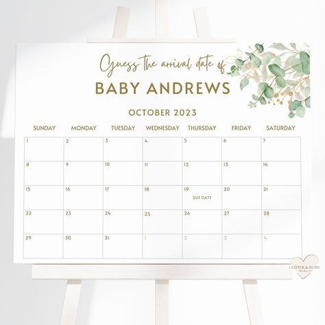 Guess The Due Date, Baby Due Date, Poster Baby, Foam Boards, Fun Baby Shower Games, Welcome Banner, Baby Shower Cake Topper, Date Of Birth, Date Calendar