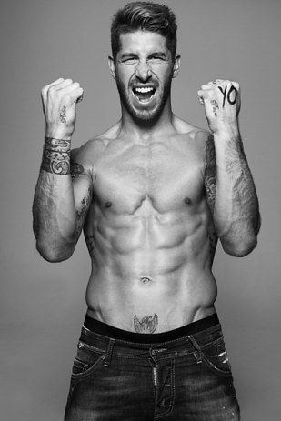 Spain: Sergio Ramos |Yes, the entire Spanish team is hot. But Sergio isn’t just a pretty face. He also has pretty hair and pretty muscles and a pretty beard and a pretty tattoo just above his pubes. Tattoos Nature, World Cup Teams, Tattoo Ideas Easy, Rugby Men, Soccer Guys, كريستيانو رونالدو, Male Physique, Shirtless Men, Mens Health