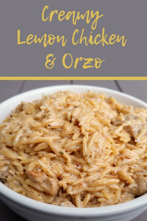 With a powerhouse combination of lemon, herbs, and garlic in a creamy sauce this deliciously comforting chicken and pasta dish is sure to please! Creamy Lemon Chicken Orzo, Lemon Chicken And Orzo, Ricotta Chicken, Chicken And Orzo, Lemon Chicken Orzo, Chicken And Pasta, Cooking With White Wine, Creamy Lemon Chicken, Sauteed Green Beans