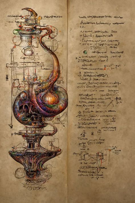 Alchemy Aesthetic Dark, Alchemy Poster, Alchemy Aesthetic, Alchemist Aesthetic, Medieval Alchemy, Alchemy Illustration, Steampunk Illustration, Handmade Journals Diy, Steampunk Artwork