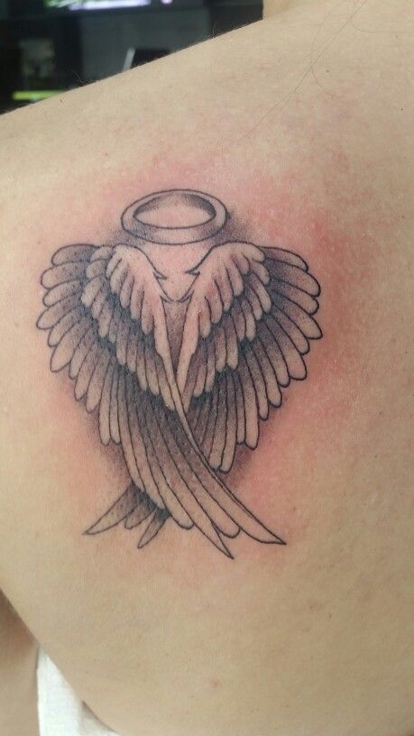 Angel Wings Tatoos Woman, Angel Tatoos, Angel Tattoo Ideas, Angel Tattoo For Women, Angle Tattoo, Baby Angel Tattoo, Halo Tattoo, Mexikansk Mat, Guardian Angel Tattoo