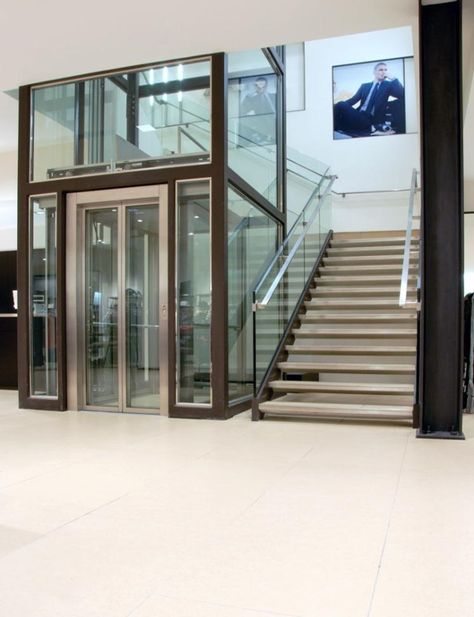 Staircase And Elevator Design, Staircase With Elevator Design, Open Well Staircases, Staircase Lift Design, Lift With Staircase, Hotel Staircase Design, Glass Staircase Design, Apartment Staircase, Elevator Lobby Design