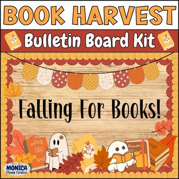 Fall Decor For Windows, Fall Book Bulletin Board, Halloween Library Bulletin Board Ideas, Library Fall Displays, October Library Bulletin Boards, Fall Library Bulletin Boards, Fall Theme Bulletin Board, Fall Library Displays, Autumn Bulletin Board