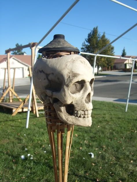 Halloween Tiki Torches, Tiki Torches Diy, Torches Diy, Pirate Halloween Decorations, Halloween Pirates, Halloween Lighting, Pirate Stuff, Lost Island, Halloween Forum