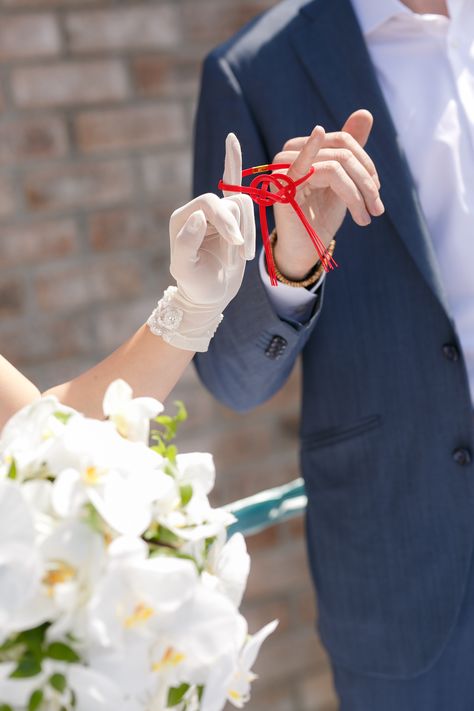 The Japanese used to believe that each person was connected to their soul mate by an invisible red string tied to their little finger. Yacht Wedding Decor, Red String Of Fate, Paper Rings, Yacht Wedding, Gerhard Richter, Wedding Display, Wedding Elements, Paper Ring, Red String