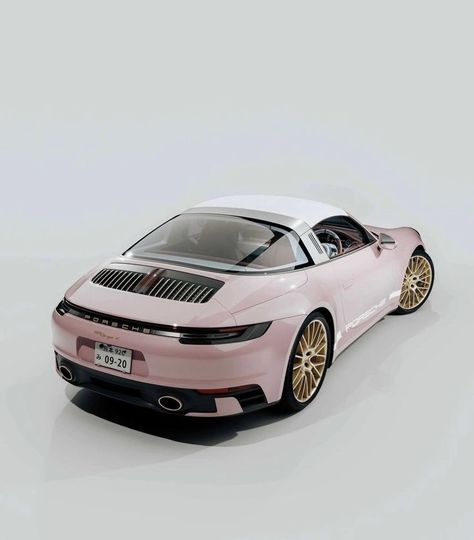 Porsche 992 Targa 4s, Pink Old Car, Porsche 992 Targa, Pink Mercedes, 992 Targa, Pink Bmw, Pink Car Interior, Pink Porsche, Pink Ferrari