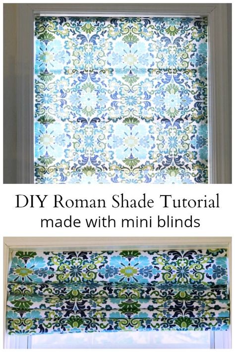 Learn how to make this easy and affordable fabric roman shade from inexpensive mini-blinds in this step by step tutorial. #fabricproject #DIYblinds #Romanblinds #homedecor #windowtreatment Diy Roman Shade From Mini Blinds, Roman Shade From Mini Blind, Roman Shades From Blinds, How To Make Roman Shades From Blinds, How To Make Roman Blinds Step By Step, Mini Blinds Ideas Diy Projects, How To Make Roman Shades Step By Step, Diy Roman Shades From Mini Blinds, Mini Blinds Ideas Window Treatments