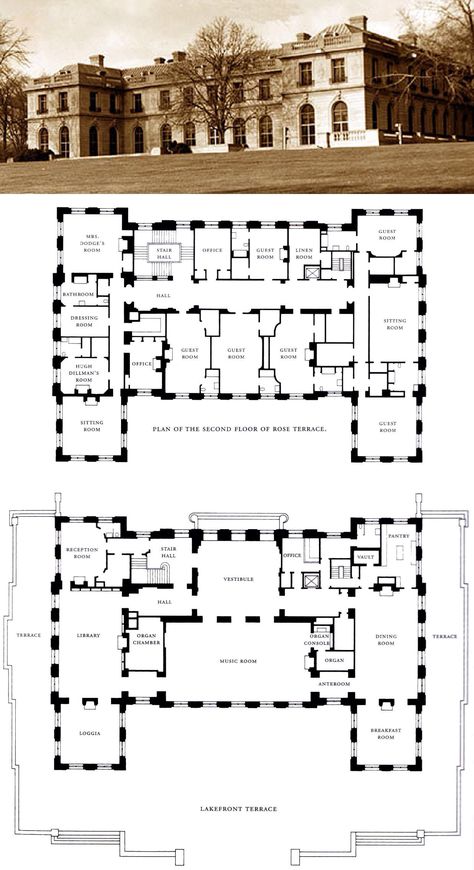 architect design™: Trumbauer's swan song - layout for my woodland mansion Manor House Plans, Manor Floor Plan, Mansion Plans, Castle Floor Plan, Fasad Design, Detail Arsitektur, Pelan Rumah, Minecraft Houses Blueprints, English Manor Houses