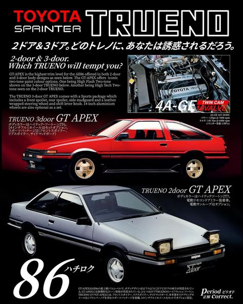 Japanese Car Poster, Ae86 Trueno, Jdm Toyota, Toyota Ae86, Jdm Wallpaper, Learn Photo Editing, Vintage Poster Design, Car Artwork, Car Poster