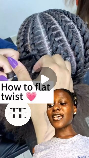 Textured Hair Education on Instagram: "Flat Twist ✨

🎥 @exceptional_hairs" Flat Twist With Added Hair, Flat Twist Updo With Extensions, Flat Twist Styles For Kids, Cute Easy Cornrow Hairstyles, 2 Strand Flat Twist Styles Natural, Flat Twist On Short Natural Hair, Flat Twist Cornrows Natural Hair, Flat Twist Low Bun Natural Hair, Protective Style For Short Natural Hair