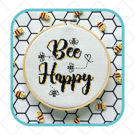 Bee Happy Cross Stitch Pattern Colour Pattern Instant - Etsy Italia Colour Pattern, Bee Happy, Cross Stitch Pattern, Stitch Pattern, Color Patterns, Cross Stitch Patterns, Stitch Patterns, Cross Stitch, Bee