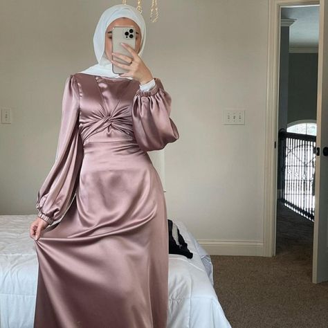 Elegant Satin Dress, Satin Dress, Ramadan, Dubai, Lace Up, Satin, Fabric, Pink, Dresses