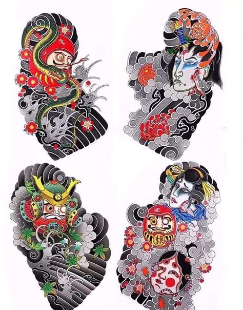 Chest Tattoo Japanese, Bushido Tattoo, Daruma Doll Tattoo, Japanese Demon Tattoo, Samurai Tattoo Sleeve, Koi Tattoo Sleeve, Skull Art Tattoo, Simple Arm Tattoos, Japanese Flower Tattoo