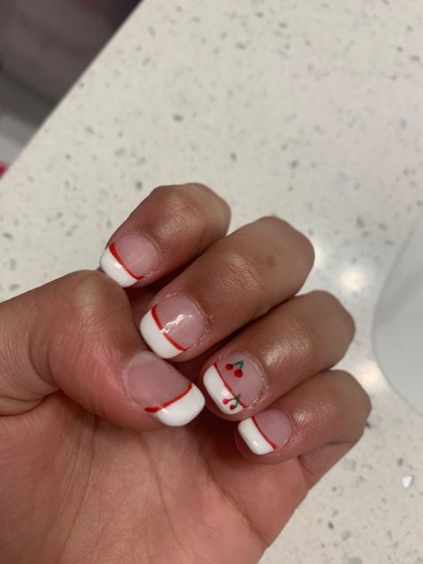 Cherry Short Nails, Short Nails Acrylic, Nails Inspo, Short Acrylic Nails, Nails Acrylic, Short Nails, Cute Nails, Nail Inspo, Acrylic Nails