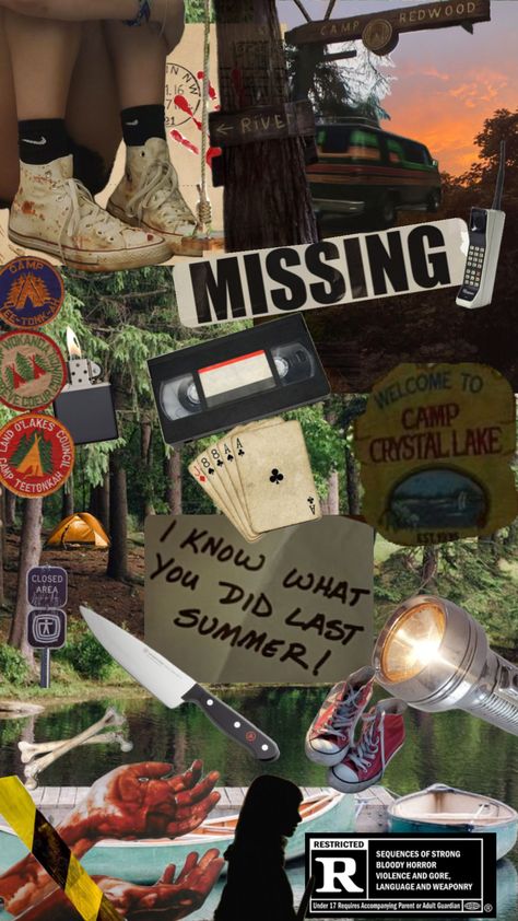 #slashersummer #horror #slasher #thelake #summer Slasher Aesthetic Moodboard, Early 2000s Horror Aesthetic, Slasher Summer Aesthetic Wallpaper, Haunted Summer Camp, Slasher Summer Wallpaper, Summer Camp Slasher Party, Slasher Moodboard, Summer Horror Aesthetic, Camp Slasher Aesthetic