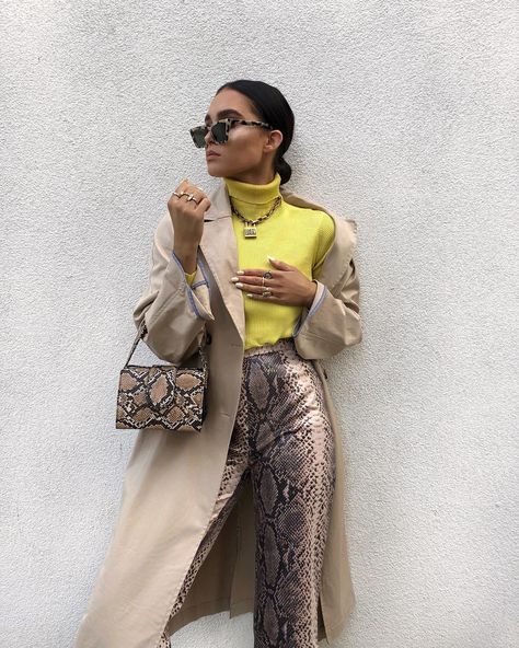 How much snake print is too much snake print? Snake Print Outfit, Top Outfit, Cold Weather Fashion, Fashion Victim, Spring Summer Outfits, Snake Print, Luxury Outfits, Daily Fashion, Classy Outfits