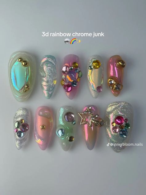 Junk Nails, Pretty Gel Nails, Soft Nails, Kawaii Nails, Nails Desing, Dream Nails, Funky Nails, Pretty Acrylic Nails, Chic Nails