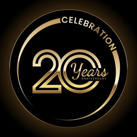 Anniversary Logo Design, Ring Vector, 20 Year Anniversary, Anniversary Logo, Gold Color Ring, Vector Template, 20th Anniversary, Color Ring, Year Anniversary