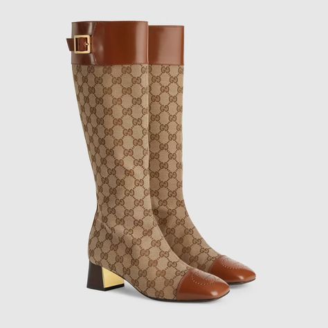 Gucci Boots Women, Knee High Boots Brown, Womens Leather Ankle Boots, Knee High Boots Winter, Gucci Boots, Luxury Boots, Leather Knee High Boots, Gg Monogram, Winter Ankle Boots