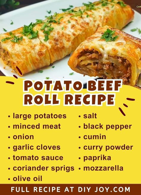 Try this cheesy and flavorful potato roll fully loaded with ground meat! Get the recipe here. Food Dolls Beef Rolls, Meat And Potato Roll, Meat Stuffed Potato Roll, Dinner Story, Family Lunches, Meat And Potatoes Recipes, Beef Meals, Meat Rolls, Ground Beef And Potatoes