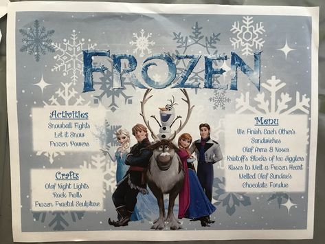 Disney Movie Night Frozen. The Menu Frozen 2 Movie Night, Frozen Movie Night Food, Frozen Movie Night, Disney Movie Night Menu, Frozen Activities, Disney Themed Movie Night, Summer Movie Night, Disney Movie Night Dinner, Movie Night Dinner