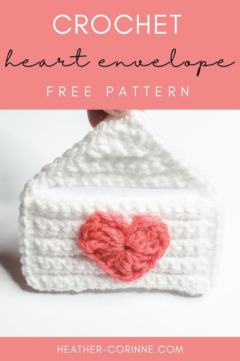 Card Holder Crochet Pattern, Valentine's Day Crochet, Triple Crochet, Crochet Terminology, Treble Crochet, Heart Envelope, Envelope Gift, Crochet Ornament Patterns, Valentines Gift Card