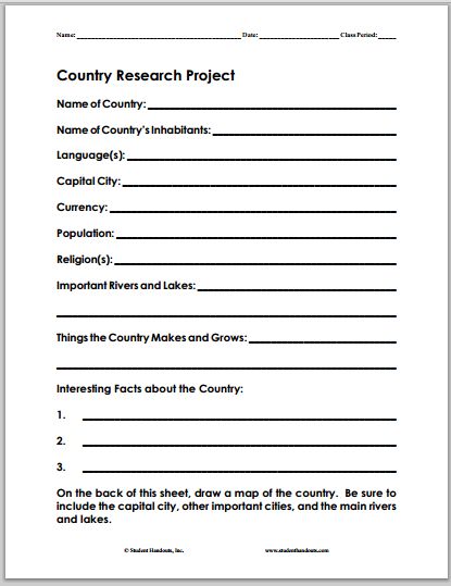 Country Research Project - Worksheet is free to print (PDF file). Research Project Template, Country Research Project, Research Worksheet, Respect Lessons, Teaching Culture, Geography Project, Country Report, Geography Worksheets, Project Template