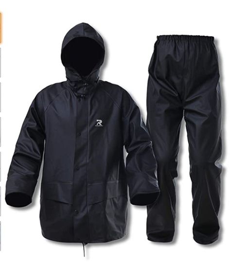 Price:$46.80 - $55.99 Hand Wash Only Stretch knit rain suit waterproof rain jacket and pants are made of 100% Polyester. Durable fabric, MicroWeld seam construction, protect you from intense rainfall, no worry any tests in the rain, even inclement/foul weather. Double entry front pockets. Front zip with snap storm flap. Back cape for ventilation. Stowable hood. No noisy and comfortable fabric for ease of movement. Underarm and back vents help keep you cool. Rain Suits, Cape Designs, Rain Suit, Waterproof Rain Jacket, Rain Gear, Work Jackets, Coat Pant, Rain Wear, The Rain