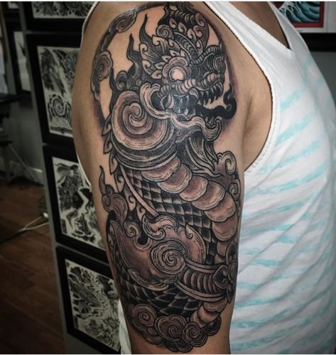 Naga tattoo thai dragon mucalinda buddhist Laos Dragon Tattoo, Thai Dragon Tattoo Designs, Naga Tattoo Thai, Thai Dragon Tattoo, Tattoo Thai Style, Naga Tattoo, Thai Dragon, Tattoo Thai, Naga Dragon