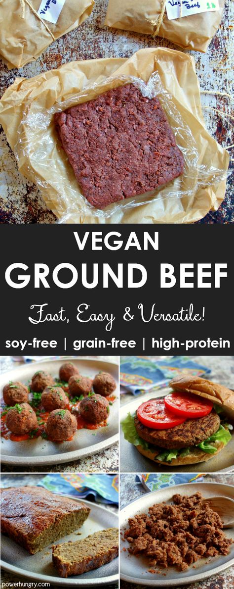 Resep Vegan, Vegan Meat Recipe, Vegan Ground Beef, Vegan Beef, Free Power, High Protein Vegan, Vegan Burgers, Power Hungry, Dinner Healthy