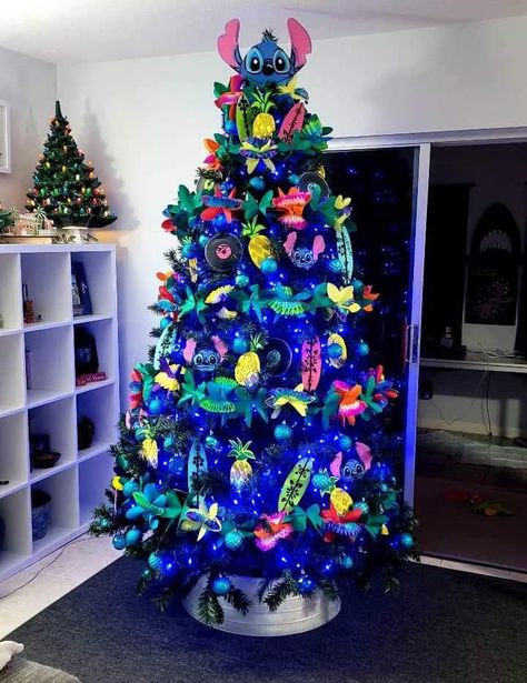 Stitch Theme Christmas Tree, Lilo And Stitch Christmas Tree Ideas, Stitch Christmas Tree Disney, Lilo And Stitch Christmas Tree, Stitch Xmas Tree, Anime Christmas Tree, Mermaid Christmas Tree, Stitch Christmas Tree, Dinosaur Christmas Tree