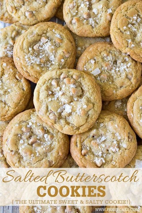 Salted Butterscotch Cookies #oldfashioned #butterscotch #cookies #butterscotchcookies #chewybutterscotchcookies #bestbutterscotchcookies #saltedcaramel Butterscotch Chip Cookies, Salty Cookies, Butterscotch Cookies, Cookie Dough Recipes, Cookie Flavors, Butterscotch Chips, Crinkle Cookies, S'mores, Chocolate Chip Cookie Dough