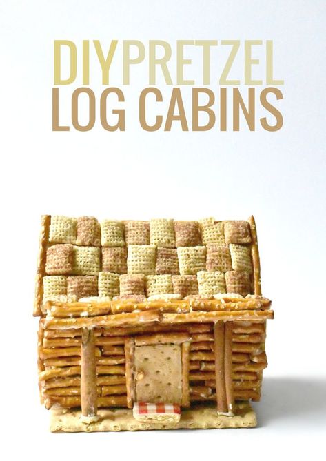 Pretzel Log Cabin, Log Cabin Craft, Lumberjack Wedding, Cabin Activities, Cabin Crafts, Diy Edible, Edible Crafts, Cabin Christmas, Christmas Gingerbread House