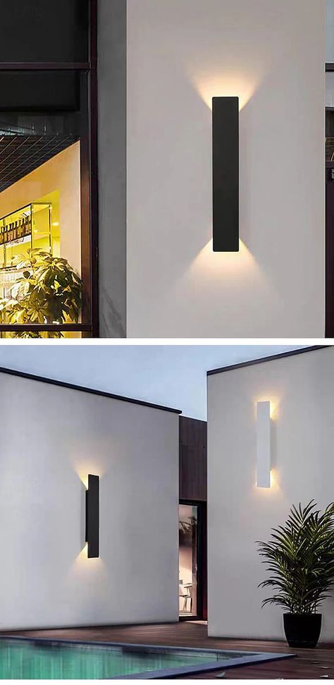 Terrace Garden Lighting Ideas, Exterior Lighting On House, Porch Gardens, Modern Colonial Home, Terrace Exterior, Outdoor Minimalist, Wall Light Outdoor, Unique Front Doors, Extension Plans