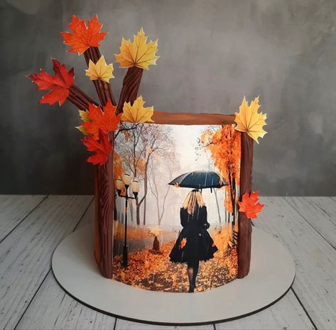 October Cake, Autumn Cake, Fall Cake, Fall Cakes, Cake Mix Cookies, Cake Inspiration, Cake Art, Yummy Cakes, Themed Cakes