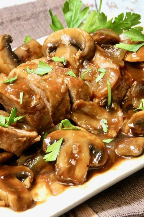 Pork Tenderloin Marsala, Pork Marsala With Mushrooms, Pork Marsala, Pork Tenderloins, Marsala Sauce, Pork Chop Recipes Baked, Pork Chop Dinner, Slow Cooker Stew, Pork Ham