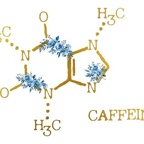 Caffeine molecule Chemical Tattoo, Molecule Art, Pharmacy Art, Biology Humor, Molecule Tattoo, Chemistry Art, Caffeine Molecule, Arte Nerd, Golden Art