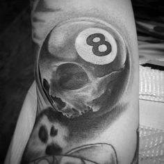 Top 40 Best 8 Ball Tattoo Designs For Men Eightball Tattoo, Tat Drawings, 8 Ball Tattoo, Pool Tattoo, Harley Tattoos, Mangas Tattoo, Ball Tattoo, Brother Tattoos, Eight Ball