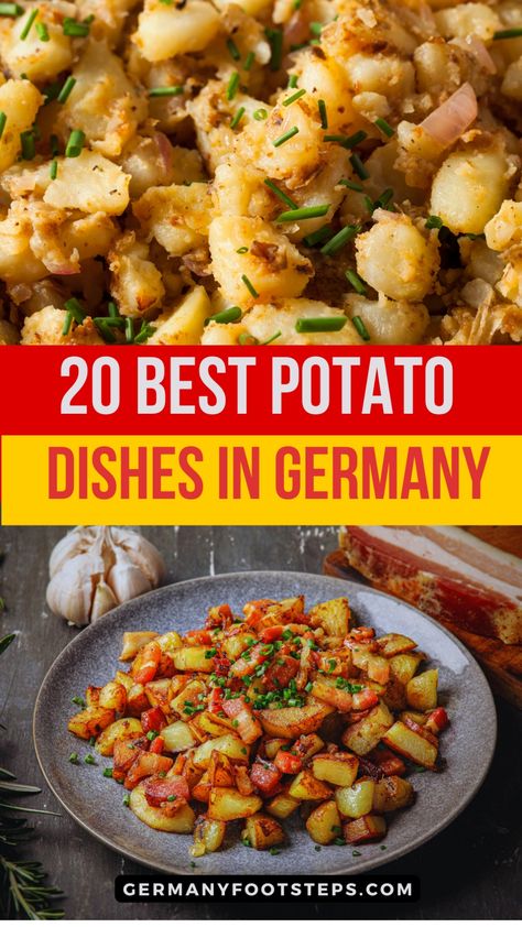 Experience the charm and variety of German potato dishes, transforming the ordinary into extraordinary culinary moments. Learning about these 20 unique ways to enjoy potatoes in Germany will enrich your meal planning with delicious German potato side dish options. Make sure to save this pin for endless inspiration on German side dishes potato, enhancing your dining experience. German Potato Recipe Authentic, German Potluck Dishes, Side Dishes Potato, German Potato Recipes, German Main Dishes, German Side Dishes, German Potato Salad Recipe, Potato Side Dish, German Sausage