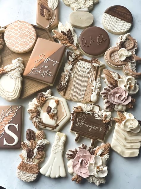 Wedding Shower Cookies, Bridal Cookies, Bohemian Bridal Shower, Bridal Shower Inspo, Bridal Shower Cookies, Bridal Shower Inspiration, Sugar Cookie Designs, Boho Bridal Shower, Cookie Time