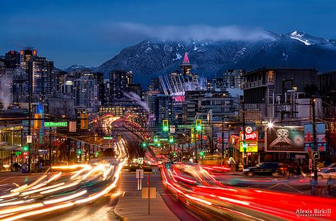 West Broadway and Cambie --Alexis Birkil Photography Vancouver Wallpaper, Vancouver Photos, Paradise Places, John Bishop, Nature Tourism, Canada City, Time Lapse Photography, Victoria Canada, Winter City