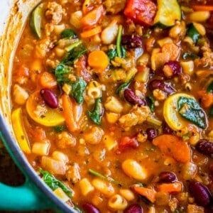 Sausage Minestrone Soup - The Food Charlatan Minestrone Soup With Sausage, Sausage Minestrone Soup, Copycat Soup, Slow Cooker Minestrone, Sausage Slow Cooker, Olive Pasta, Fall Slow Cooker, Slow Cooker Apple Crisp, Fall Slow Cooker Recipes