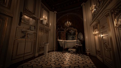 ArtStation - Castle Dimitrescu Private Chambers Resident Evil Castle Dimitrescu, Castle Dimitrescu Aesthetic, Lady Dimitrescu Castle, Castle Dimitrescu, Castle Rooms, Castles Interior, Rooms Reveal, Room Interior Design, Cthulhu